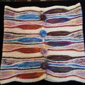 Scarf, Soft Merino Wool, Neck Cowl with Decorative Buttons (Hand knit)